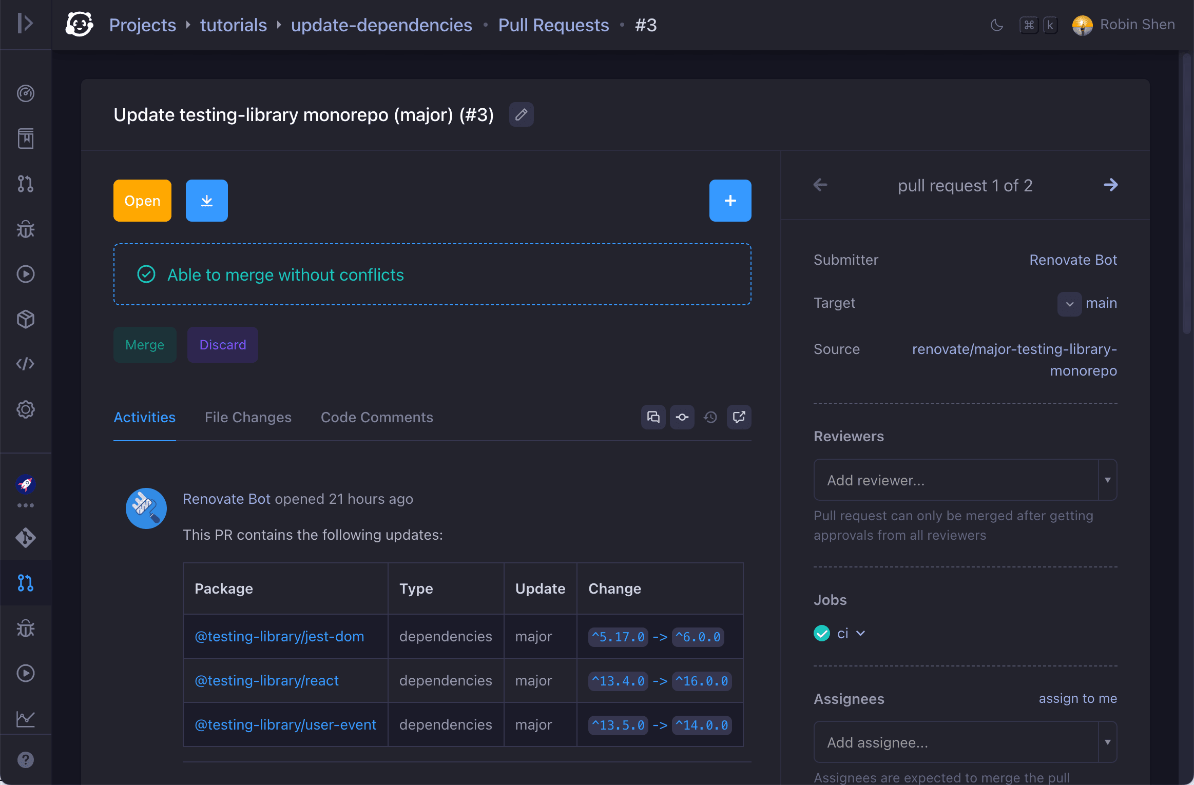 Renovate integration